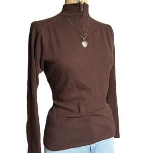 Cullen Cashmere Brown Quarter Zip Turtleneck Sweater M